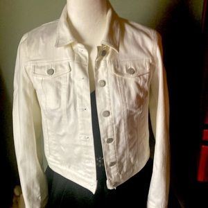 White Banana Republic blue Jean jacket
